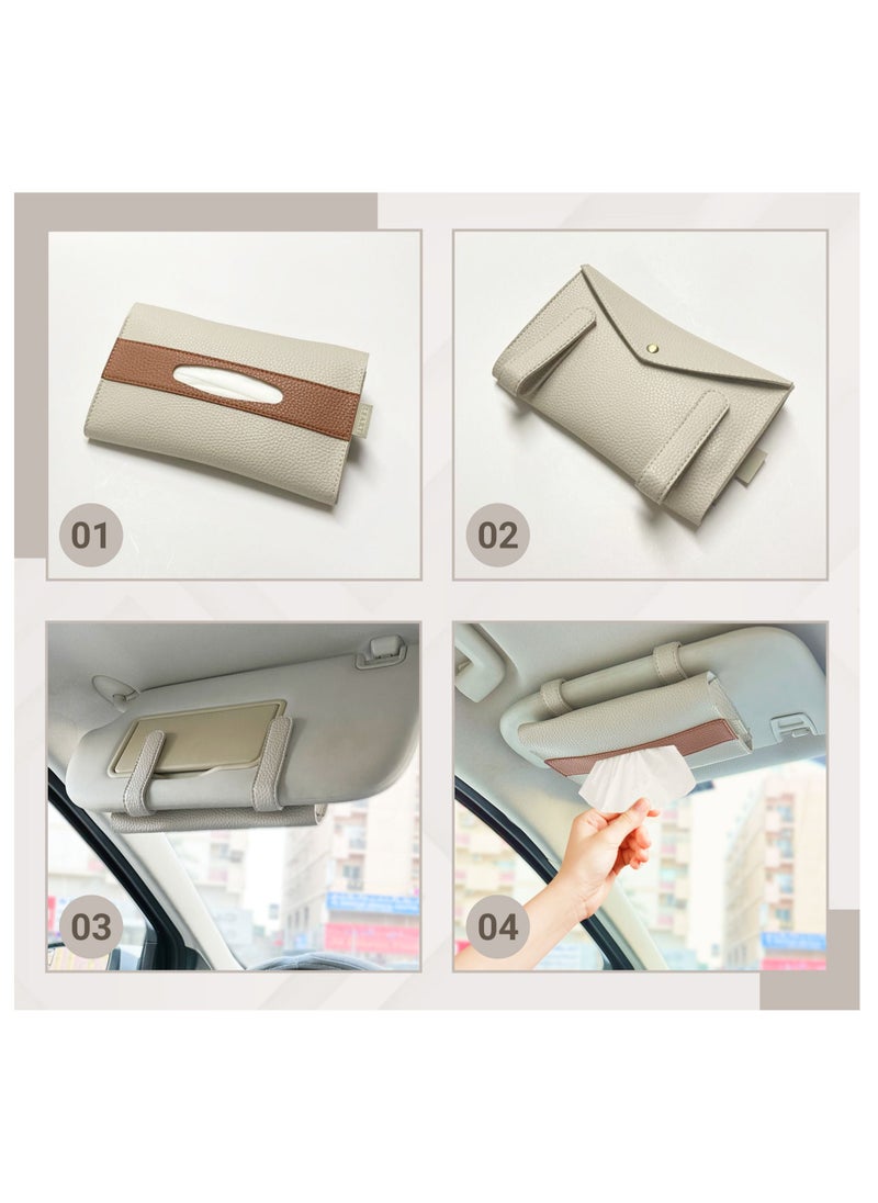 LeArt Leather Car Tissue Holder – Visor Tissue Box Holder for Car | Tissue Box for Car | Car Accessories Interior | Car Tissue Box | Visor Tissue Box Holder (Camel Visor)  - Image 4