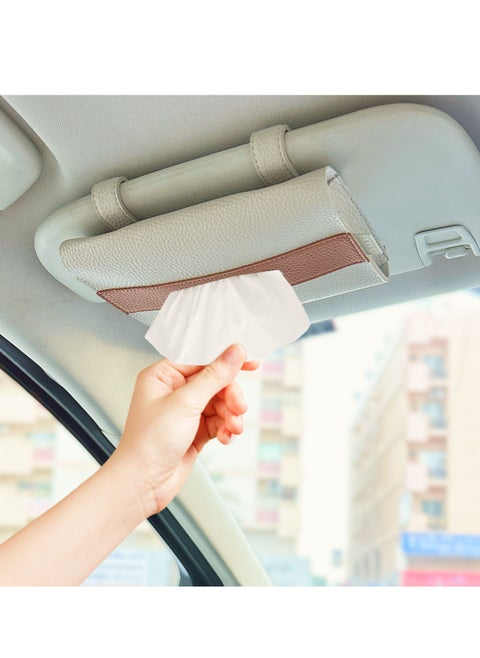 Leather Car Tissue Holder – Visor Tissue Box Holder for Car | Tissue Box for Car | Car Accessories Interior | Car Tissue Box | Visor Tissue Box Holder (Camel Visor)