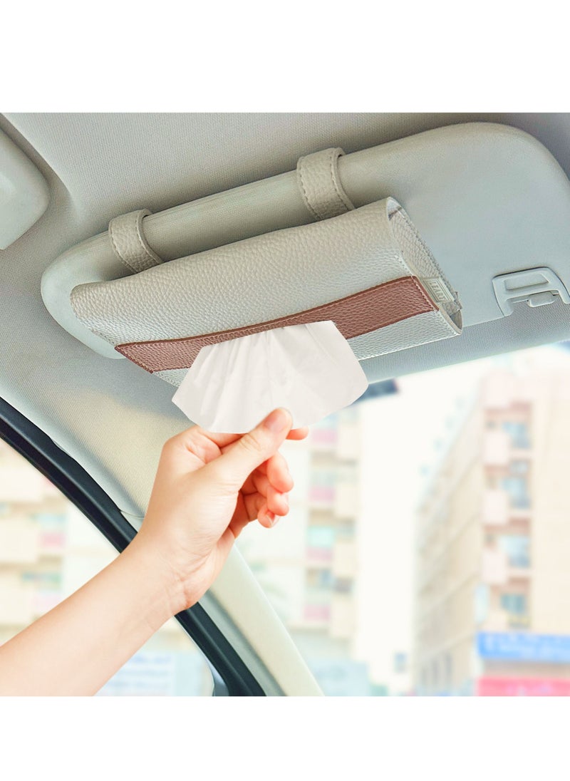 LeArt Leather Car Tissue Holder – Visor Tissue Box Holder for Car | Tissue Box for Car | Car Accessories Interior | Car Tissue Box | Visor Tissue Box Holder (Camel Visor)  - Image 1