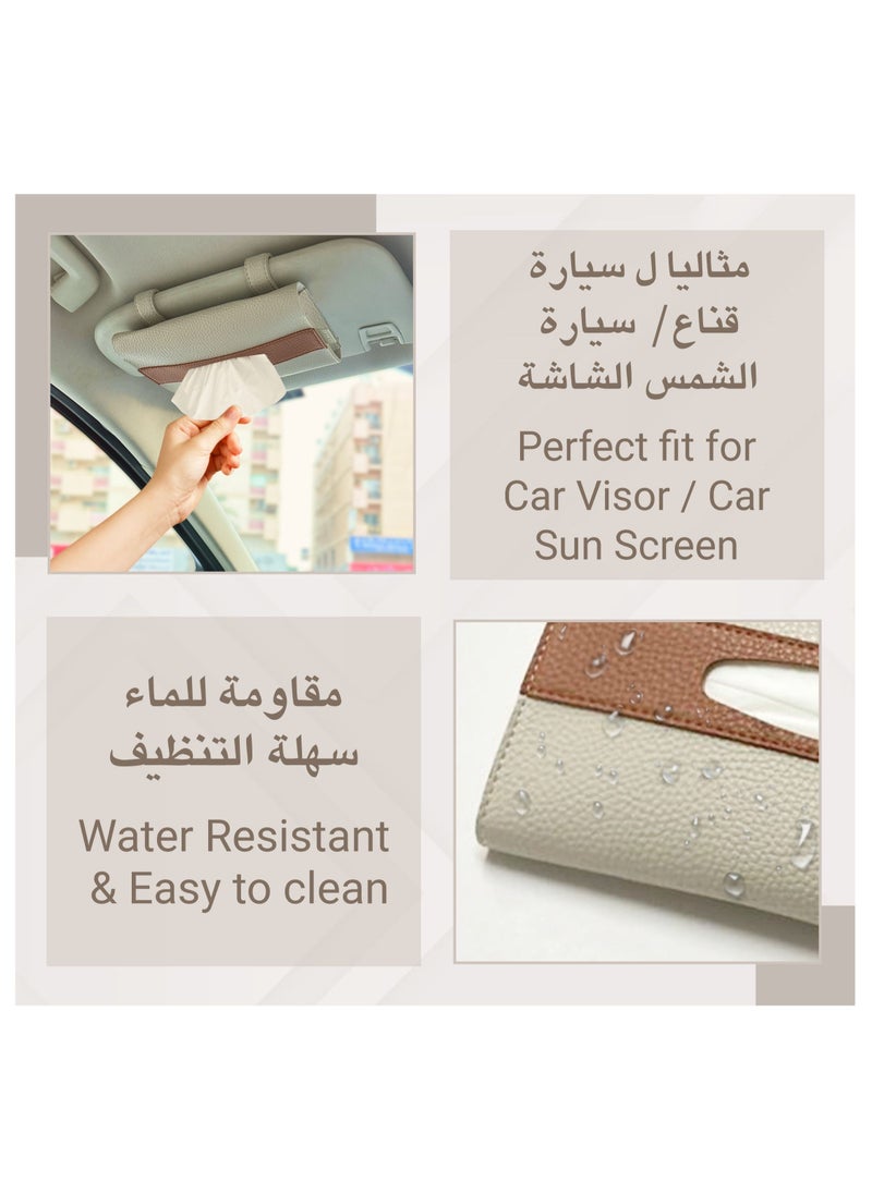 LeArt Leather Car Tissue Holder – Visor Tissue Box Holder for Car | Tissue Box for Car | Car Accessories Interior | Car Tissue Box | Visor Tissue Box Holder (Camel Visor)  - Image 3