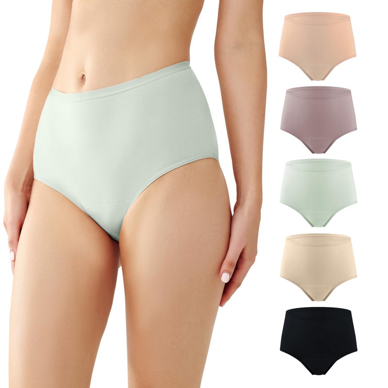 BATTEWA Washable Absorbency Incontinence Regular Underwear for Women, Reusable Leak Proof Protection Panties for Bladder Leakage(5Color, 5X-Large, 5 Pack) - Image 1