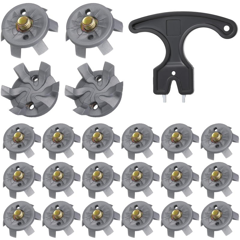 Cozypower 31 Pcs Golf Spikes Set Includes 30 Pcs Golf Cleats Replacement Black Cleats Spanner Metal Thread Screw 6 mm Dia Spike Tool for Lawn Cricket Shoe Player LoverSilvery Grey - Image 2