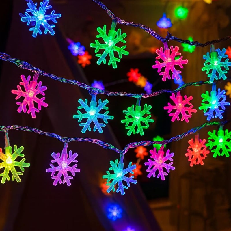 Gesto Serial String Lights - 14 LED Snow Flake, 10 Feet Multicolor Fairy Lights for Home,Mandir,Pooja Room, Deepawali & Diwali Decoration, Christmas,Festival | Indoor & Outdoor Decorative Lights - Image 5