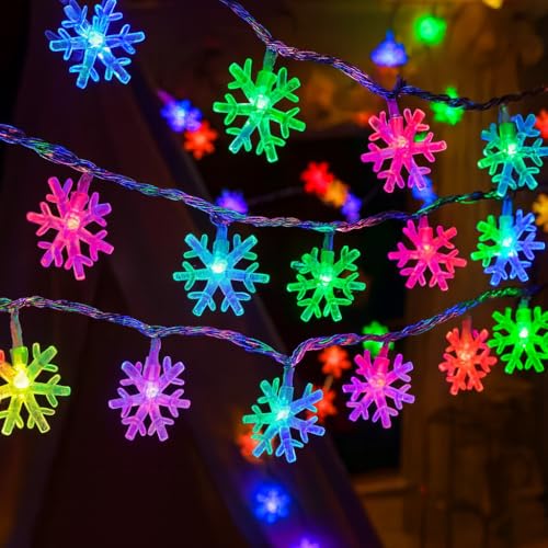 Gesto Serial String Lights - 14 LED Snow Flake, 10 Feet Multicolor Fairy Lights for Home,Mandir,Pooja Room, Deepawali & Diwali Decoration, Christmas,Festival | Indoor & Outdoor Decorative Lights - Image 1