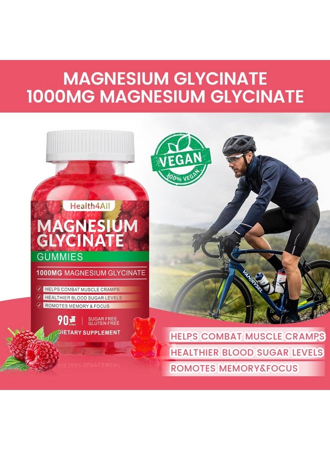 Health4All Magnesium Glycinate Gummies 1000mg, High Absorption Sugar Free Magnesium Potassium Supplement for Relaxation, Stress Relief, and Sleep Support for Adults & Kids - 90 Raspberry Gummies - Image 5