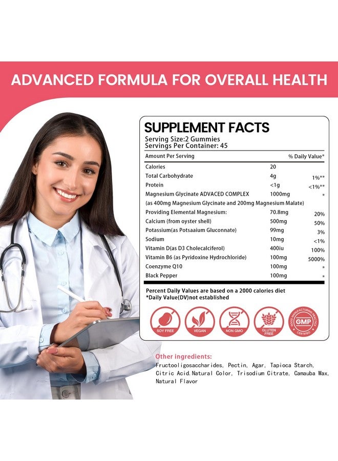 Health4All Magnesium Glycinate Gummies 1000mg, High Absorption Sugar Free Magnesium Potassium Supplement for Relaxation, Stress Relief, and Sleep Support for Adults & Kids - 90 Raspberry Gummies - Image 4