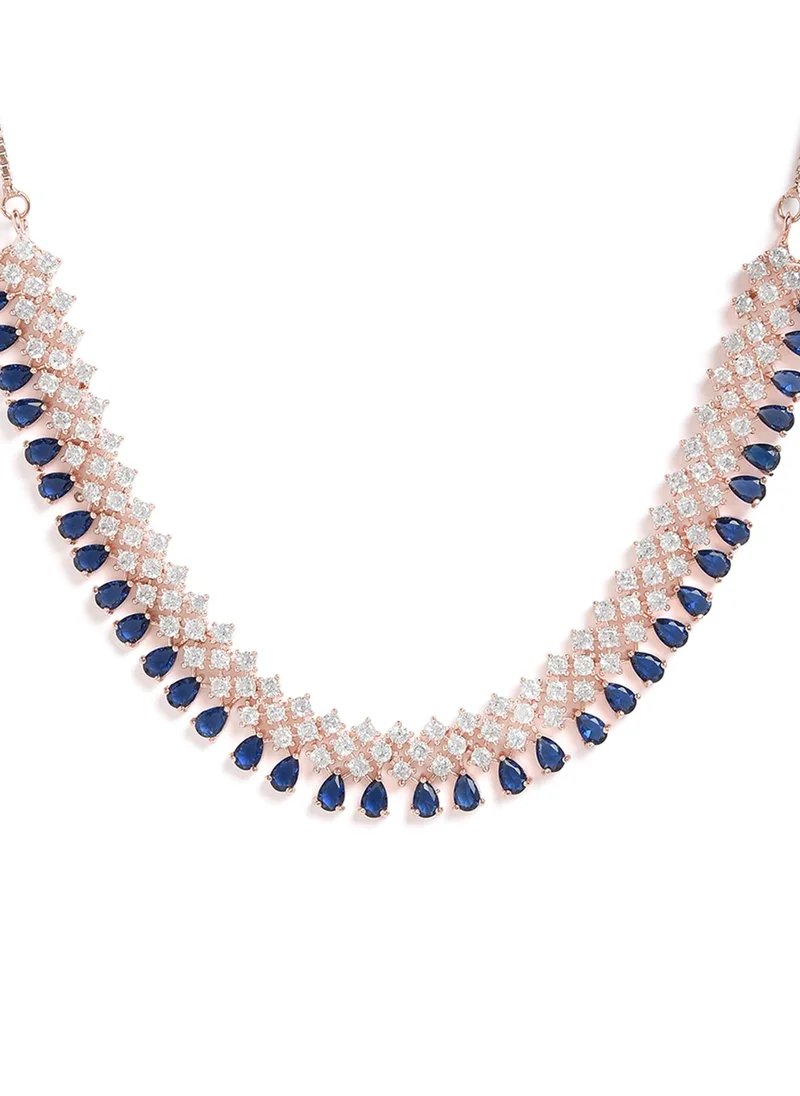 سوهي White & Blue AD-Studded Designer Jewellery Set