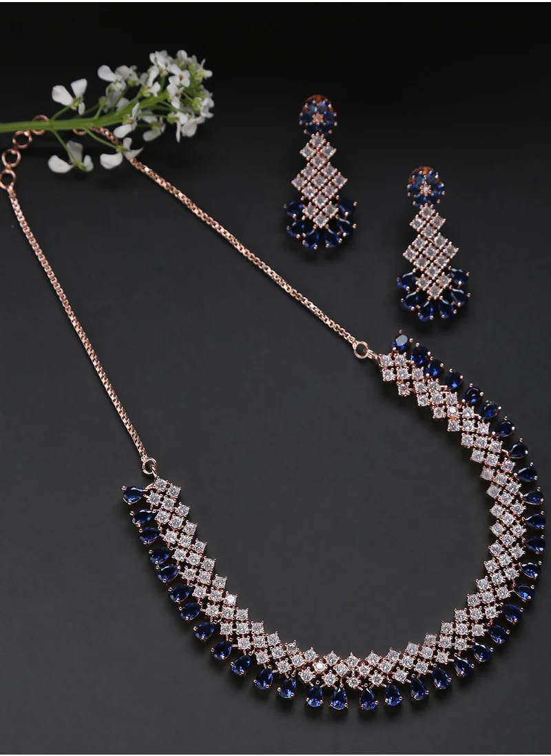 سوهي White & Blue AD-Studded Designer Jewellery Set