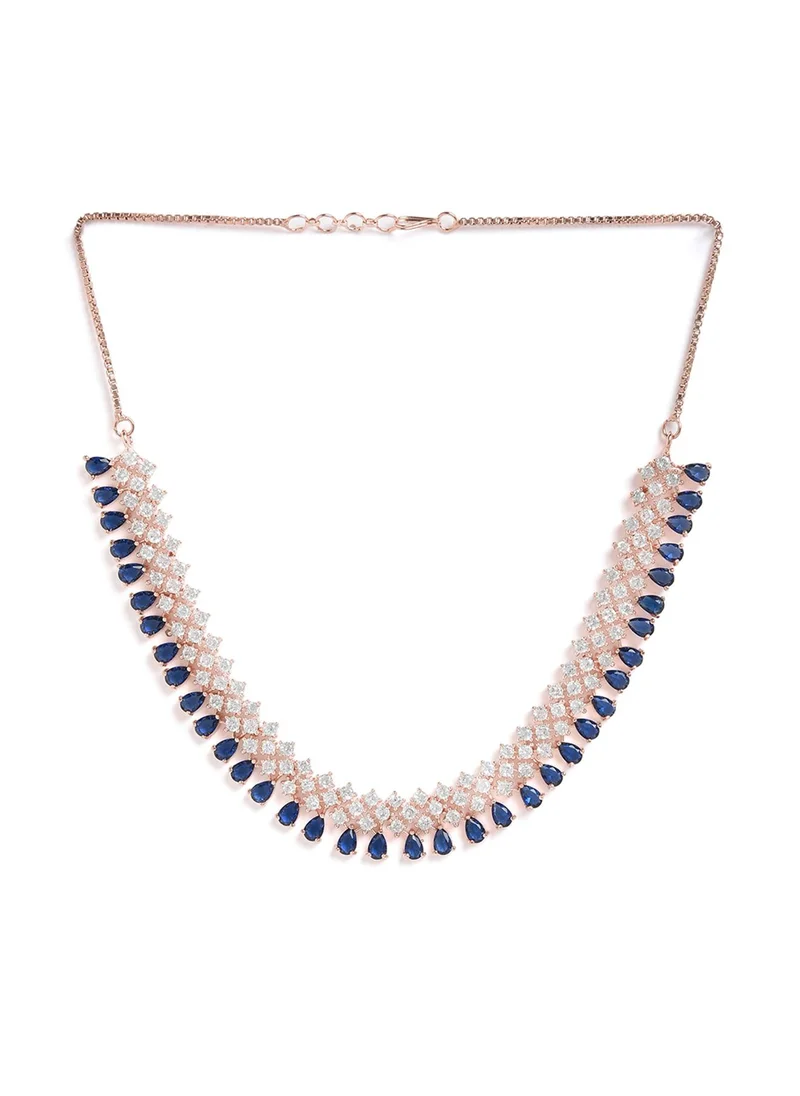 سوهي White & Blue AD-Studded Designer Jewellery Set