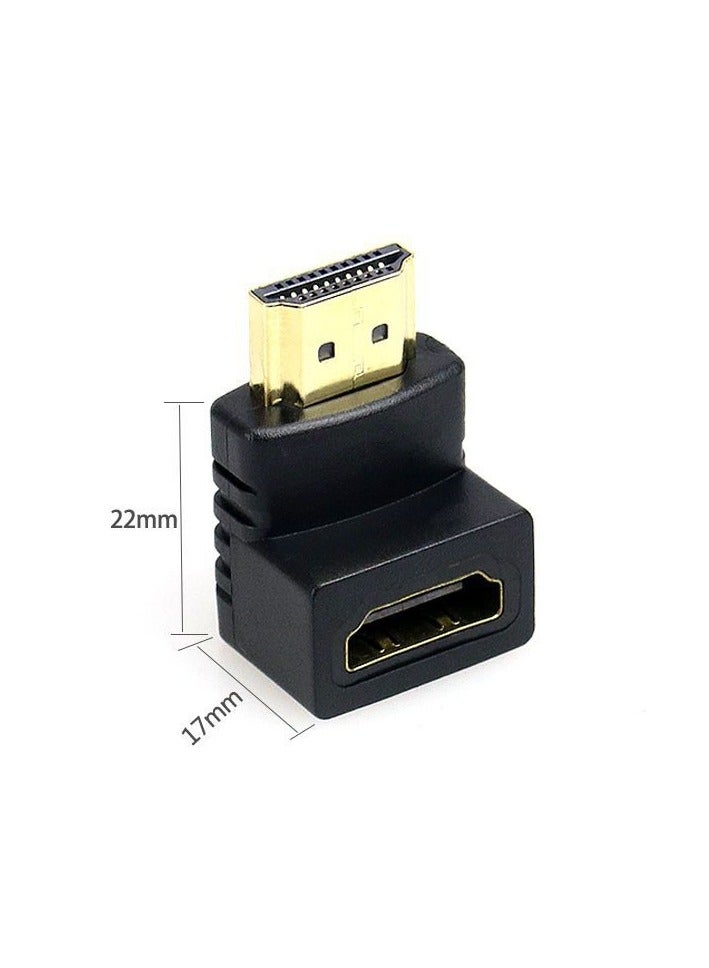 محول HDMI بزاوية قائمة 90 درجة مطلي بالذهب عالي السرعة HDMI ذكر إلى موصل أنثى أسود (قطعتان) - Image 4