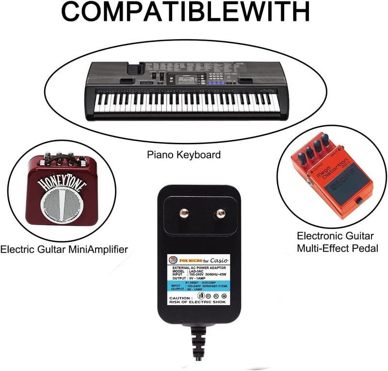 Foxmicro 9V PSA Adapter Guitar Pedal Power Supply for Bo ss PSA-120S ME-80 ME-70 ME-25 ME-50B BR-80 BR-600 DB-88 DB-90 CE-2B BOSS Mini Katana RE-20 RC-1 - Image 2