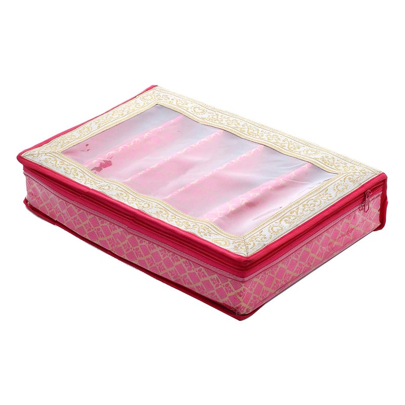 Kuber Industries Brocade Hardboard 2 Pieces Five Rod Bangle Box (Pink) - CTKTC42027 - Image 2