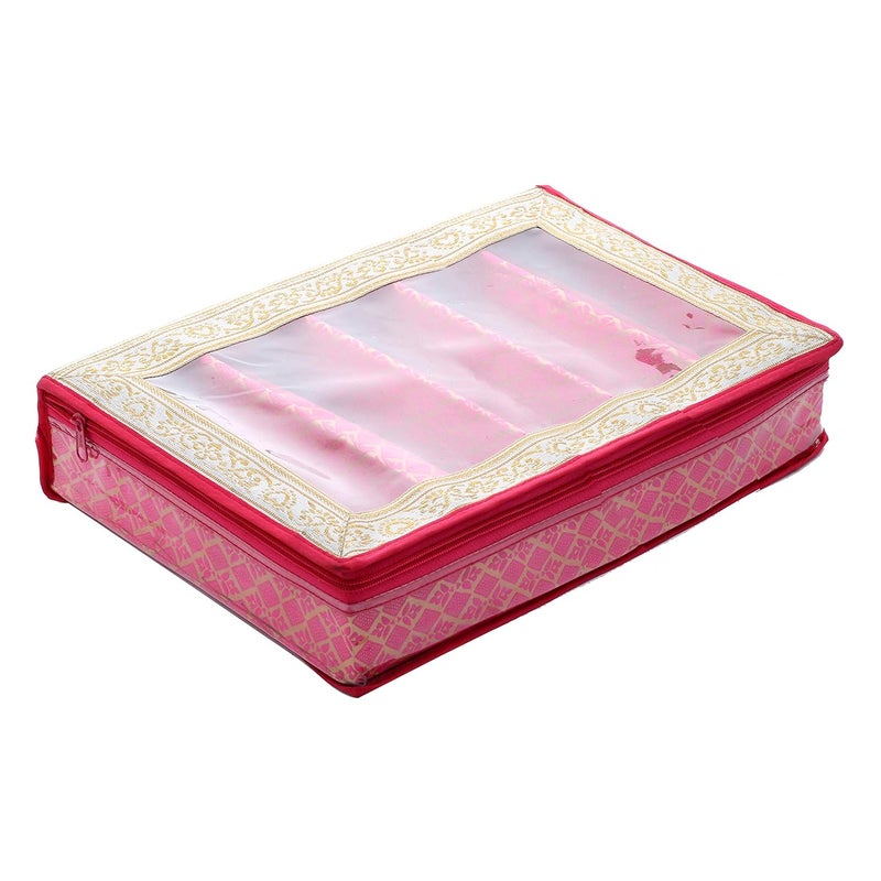Kuber Industries Brocade Hardboard 2 Pieces Five Rod Bangle Box (Pink) - CTKTC42027 - Image 3