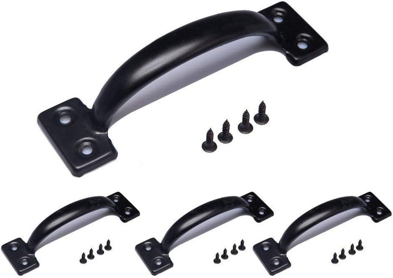 Tebery 4 Pack Utility 6-1/2 Inch Pulls in Black Metal Gate Handle - Image 1