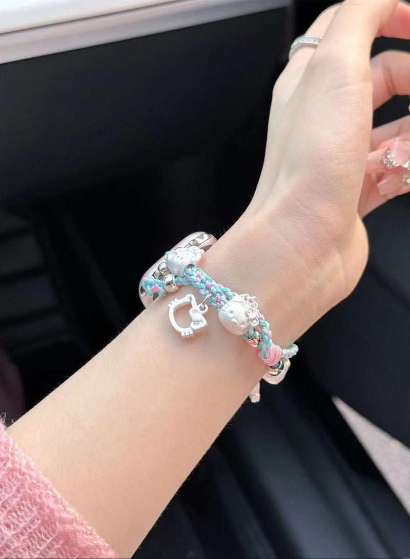 HelloKitty Cute Colorful Handmade Rope Strap AppleWatch Suitable for Apple Watch Strap S7/8/9E 44mm - Image 2