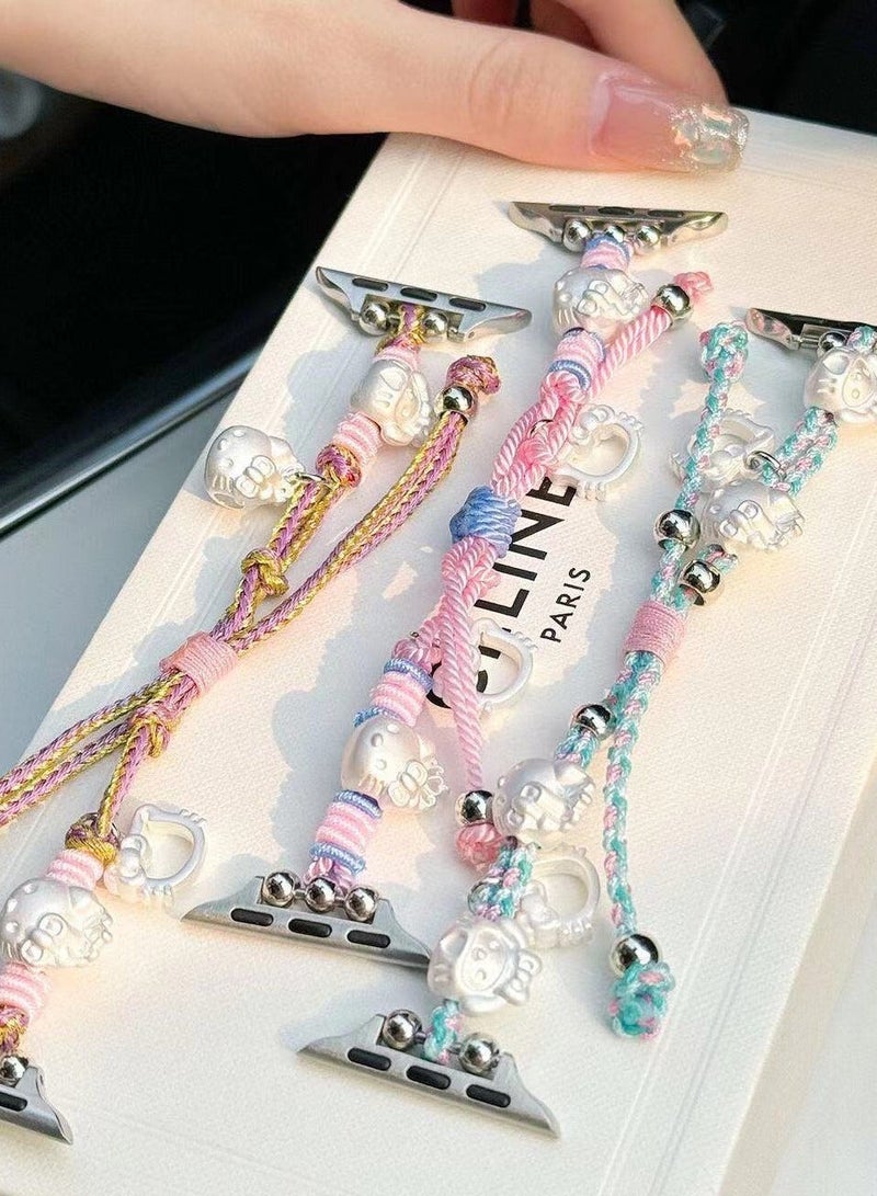 HelloKitty Cute Colorful Handmade Rope Strap AppleWatch Suitable for Apple Watch Strap S7/8/9E 44mm - Image 3