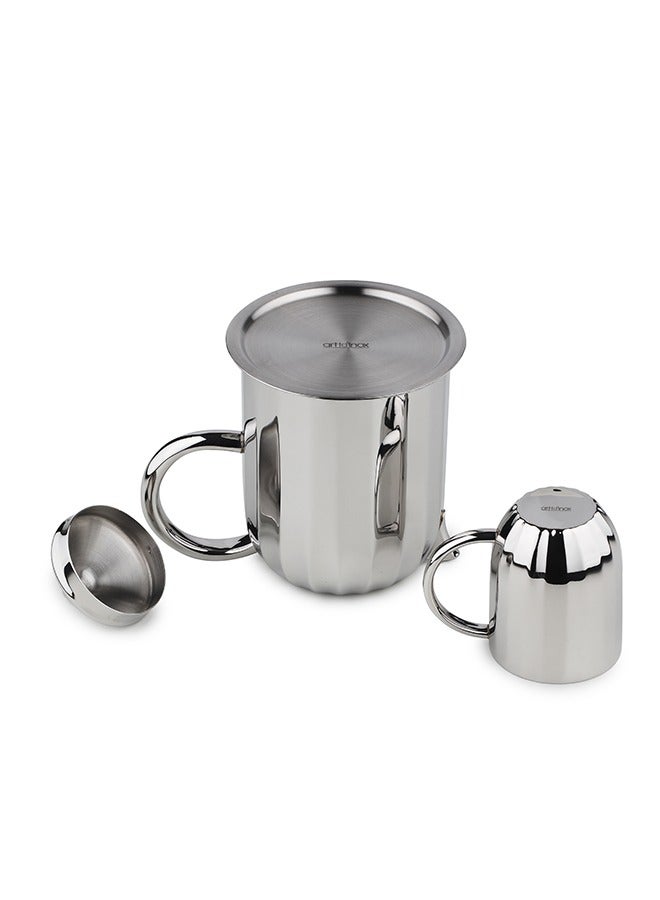 Arttd Inox ARTTDINOX Designer Coffee Pot with Mug Set | Corporate Gifting  | 1 Dome Coffee Pot and 4 Mug | Unbreakable Tea & Coffee Cup with Mirror Polish - Image 1