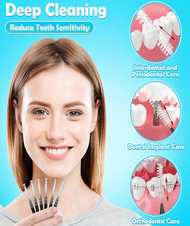 NUDFSY 40PCS Interdental Brush For Teeth, Interdental Brush Head Oral Dental Hygiene Dental Floss Flosser For Teeth Tooth Cleaning Tool, Black - Manual, Adult - Image 5
