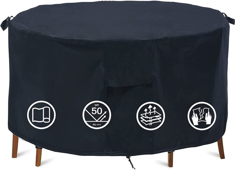 TIFILE Round Patio Furniture Covers 96 Dia Waterproof Table Fire Pit Cover AntiFading for Outdoor Dining Set - Image 2