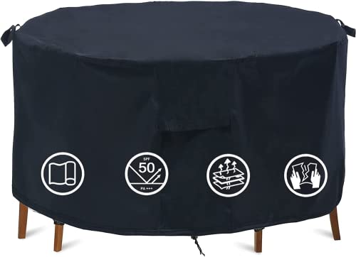 TIFILE Round Patio Furniture Covers 96 Dia Waterproof Table Fire Pit Cover AntiFading for Outdoor Dining Set - Image 1