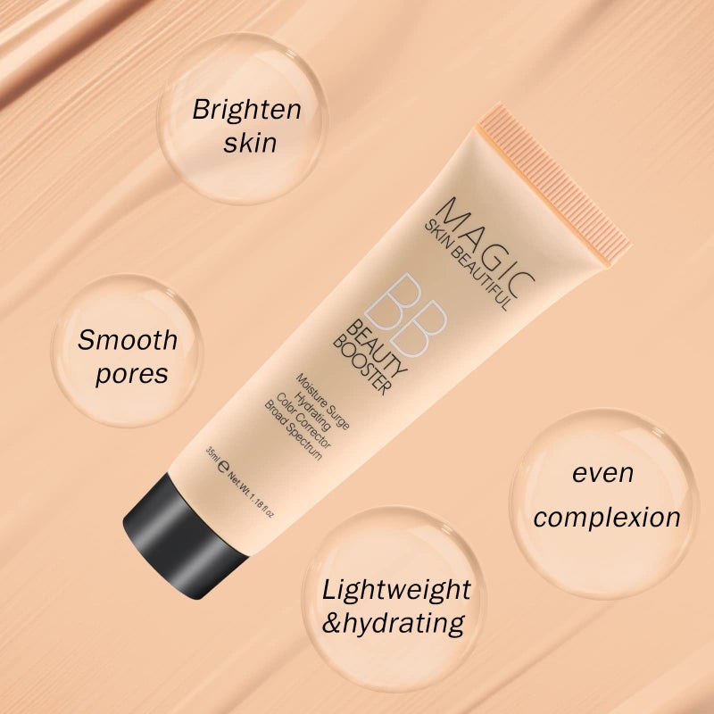 Boobeen Hydrating BB Cream, Full-Coverage Foundation & Concealer, Color Correcting Tinted Moisturizer for All Skin Types - Evens Skin Tone - Image 3
