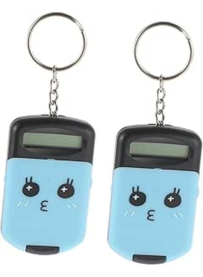 Mini Portable Electronic Calculator 2 Pack Cute Cartoon Design Lightweight Plastic for School Exam Black - Image 1
