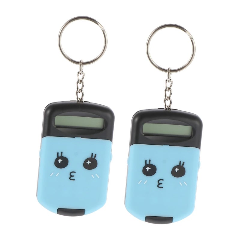 Mini Portable Electronic Calculator 2 Pack Cute Cartoon Design Lightweight Plastic for School Exam Black - Image 2