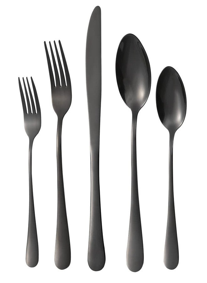 Xingjiake Black Silverware Set 40 Piece for 8, Stainless Steel Flatware Cutlery Set with Forks and Spoons, Kitchen Utensils Set, Dishwasher Safe - Image 1