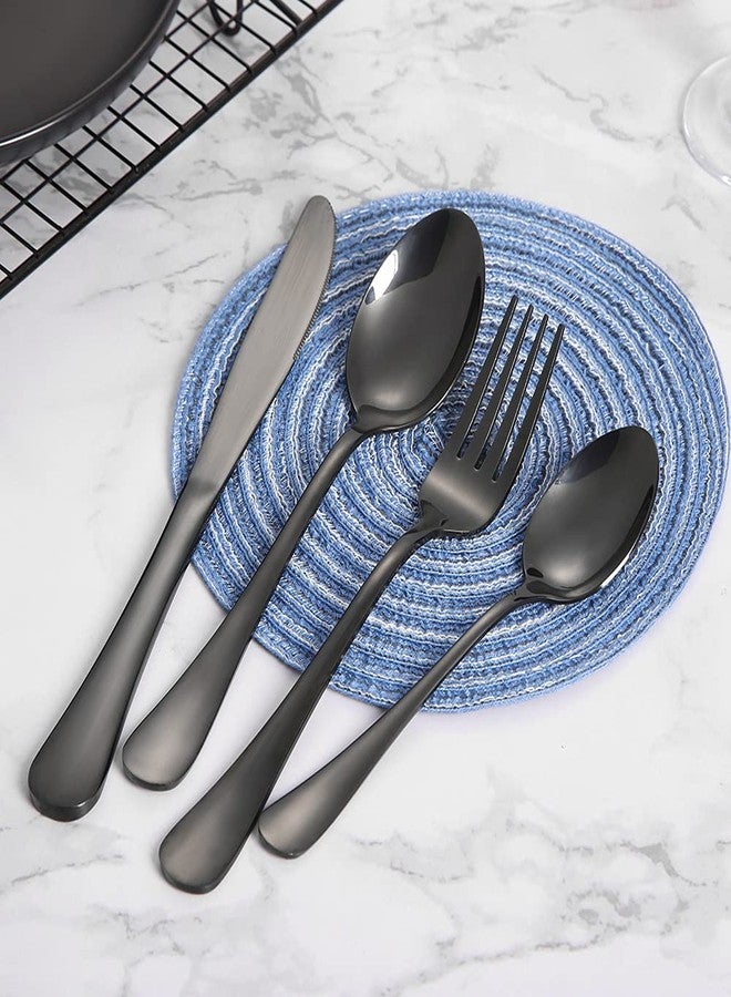Xingjiake Black Silverware Set 40 Piece for 8, Stainless Steel Flatware Cutlery Set with Forks and Spoons, Kitchen Utensils Set, Dishwasher Safe - Image 5