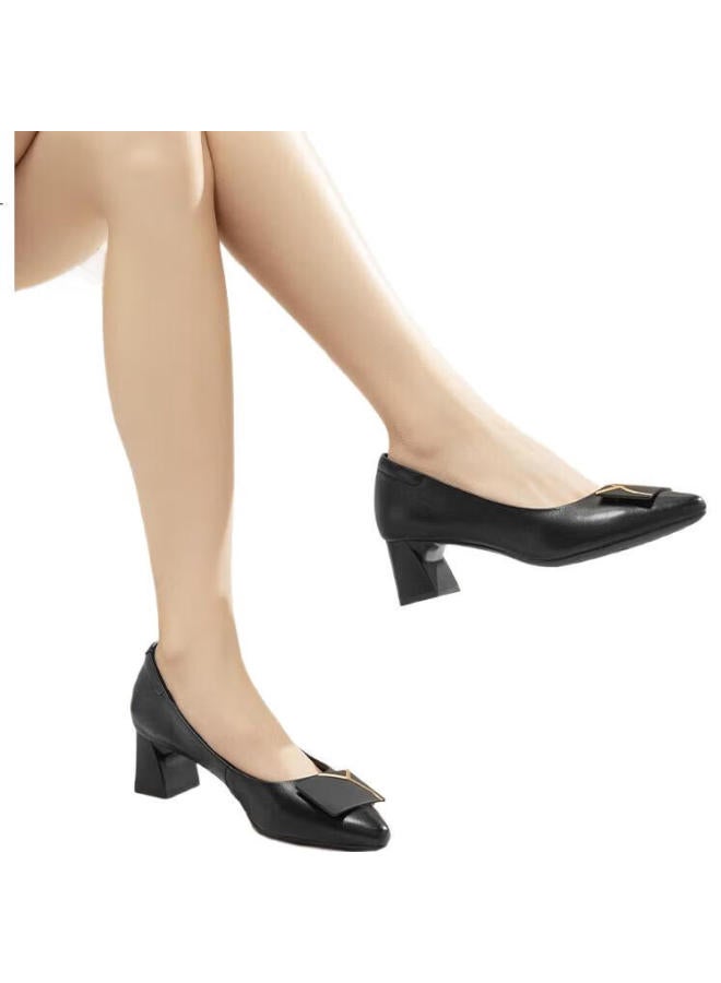 Red Dragonfly Fashion Square Buckle Commuter High Heels Women'S Single Shoes Elegant And Stylish Chunky Heel Women'S Shoes Wlb33095 Black 35 - Image 3