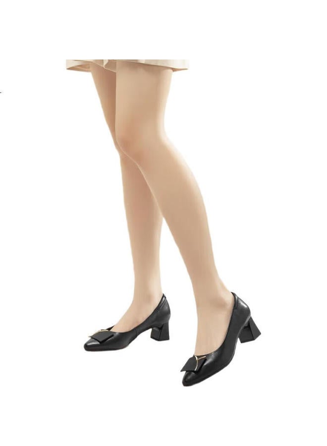 Red Dragonfly Fashion Square Buckle Commuter High Heels Women'S Single Shoes Elegant And Stylish Chunky Heel Women'S Shoes Wlb33095 Black 35 - Image 1