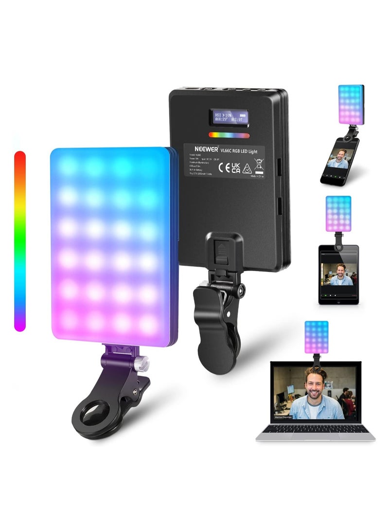 RGB LED Light For Phone With Phone Holder & Light Clip, Dimmable Modes Phone Light, Built In 2000mah Battery For Tablet/Laptop/Video Conference Tiktok Selfie/Vlog/Live Stream  - Image 1