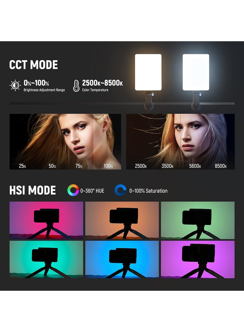 RGB LED Light For Phone With Phone Holder & Light Clip, Dimmable Modes Phone Light, Built In 2000mah Battery For Tablet/Laptop/Video Conference Tiktok Selfie/Vlog/Live Stream  - Image 5