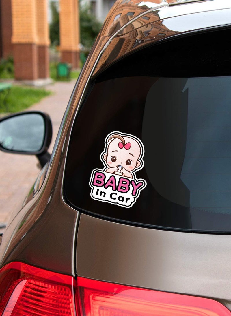 SYOSI Baby in Car Stickers Sign and Decal for Girl, SYOSI 2 Pieces Baby Car Sticker, Removable Safety Sticker Notice Board, Cute Baby Window Car Sticker - Image 3