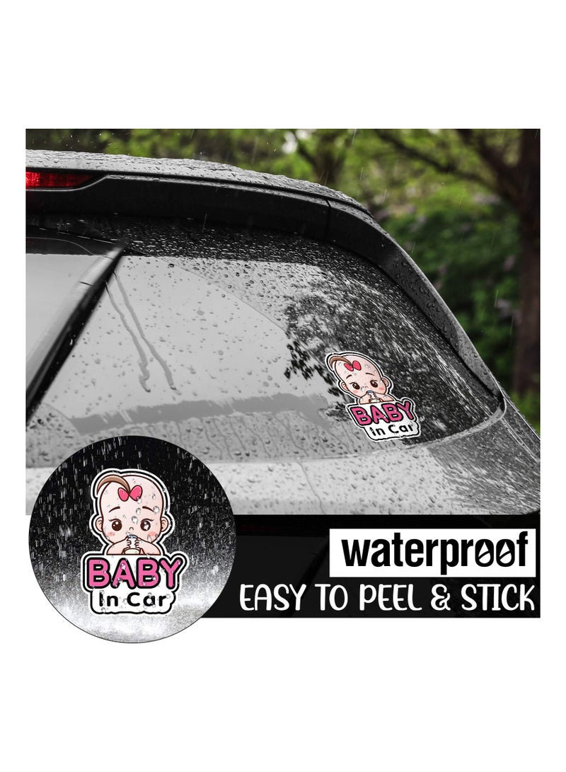 SYOSI Baby in Car Stickers Sign and Decal for Girl, SYOSI 2 Pieces Baby Car Sticker, Removable Safety Sticker Notice Board, Cute Baby Window Car Sticker - Image 5