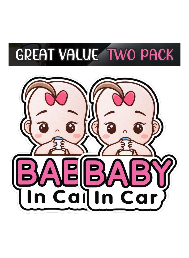 SYOSI Baby in Car Stickers Sign and Decal for Girl, SYOSI 2 Pieces Baby Car Sticker, Removable Safety Sticker Notice Board, Cute Baby Window Car Sticker - Image 2
