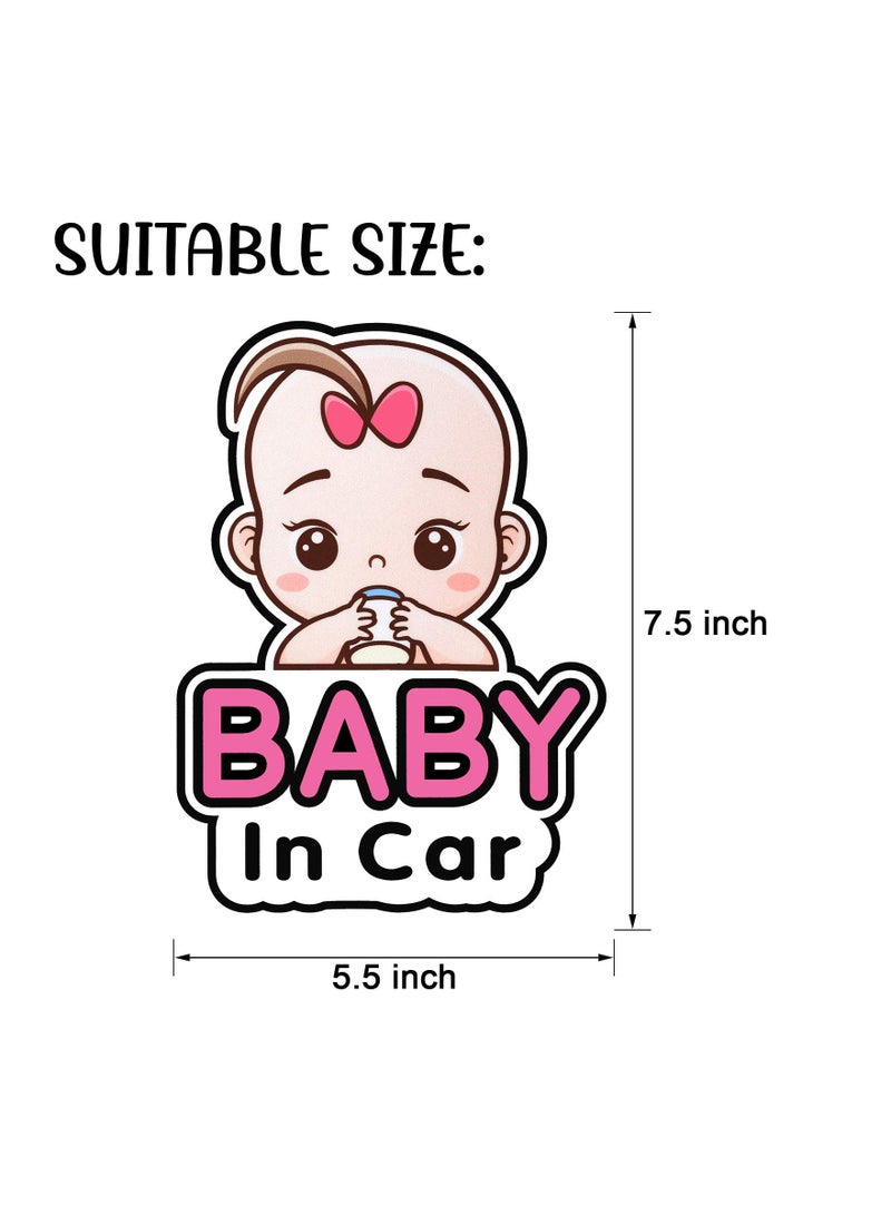 SYOSI Baby in Car Stickers Sign and Decal for Girl, SYOSI 2 Pieces Baby Car Sticker, Removable Safety Sticker Notice Board, Cute Baby Window Car Sticker - Image 4