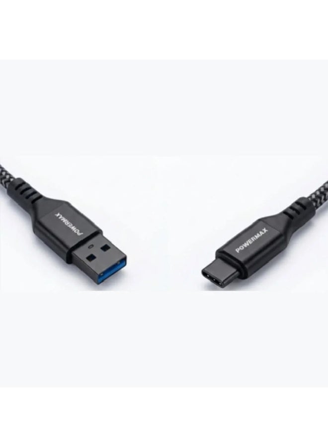PowerMax 1m Fast Type-C Charging Cable, Braided Fabric, Cut Resistant, Fast Data Transfer - Image 4