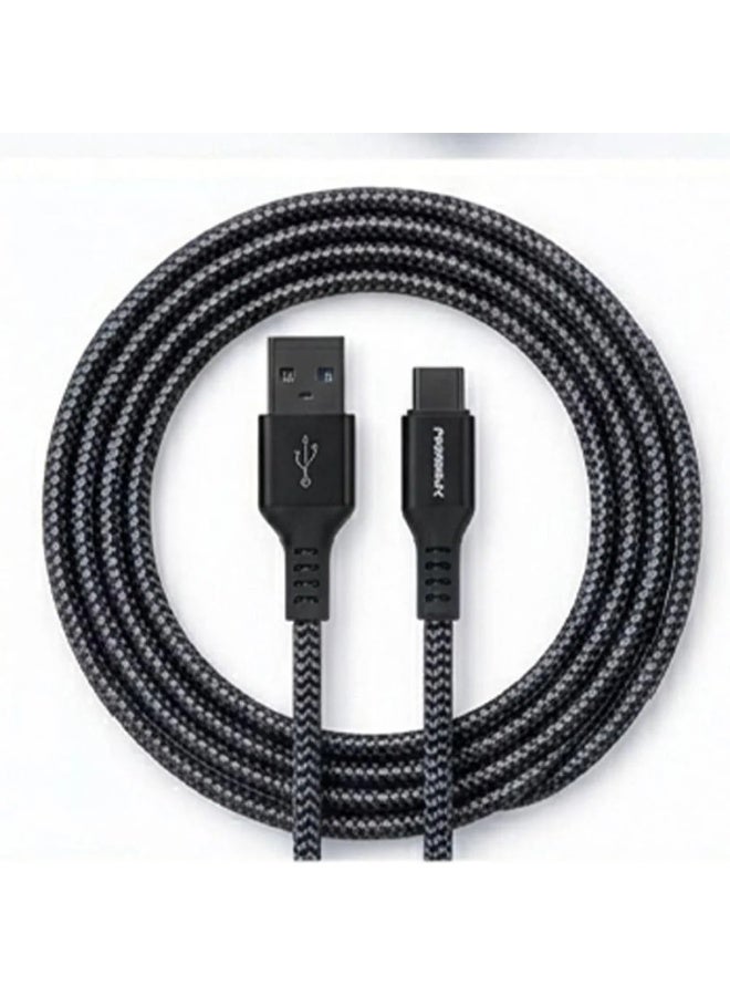 PowerMax 1m Fast Type-C Charging Cable, Braided Fabric, Cut Resistant, Fast Data Transfer - Image 2