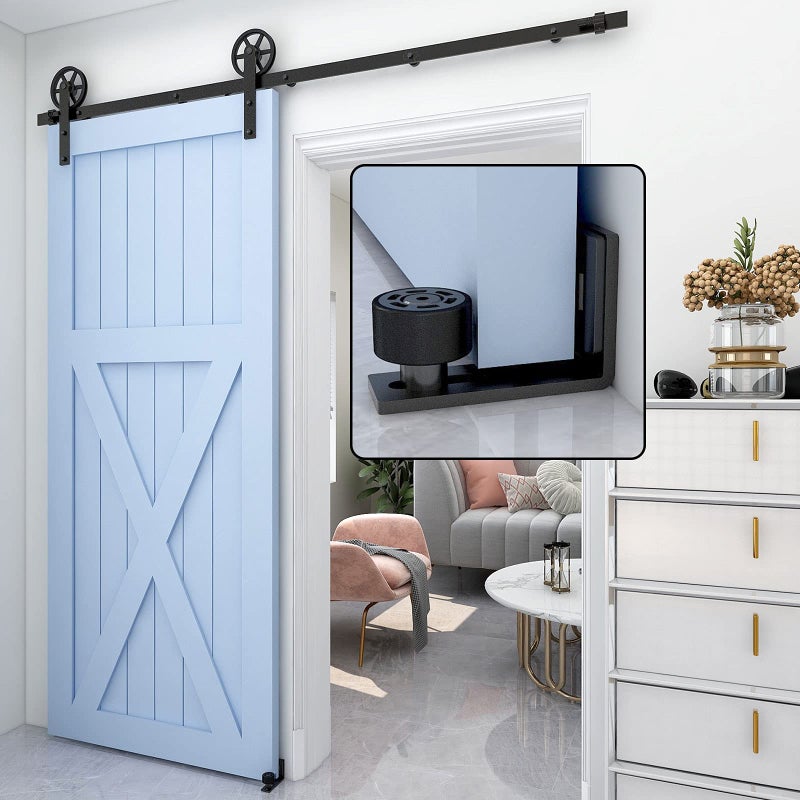 CCJH Sliding Barn Door Floor Guide Adjustable Wall Mount Flush Bottom Door Guides (2, Black) - Image 4