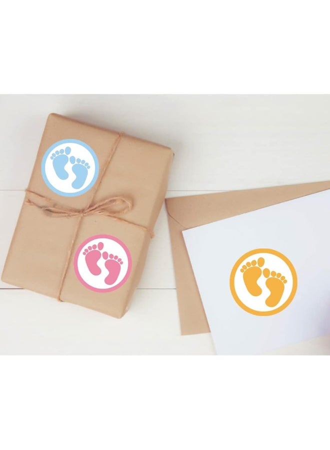 Besttile Footprint Envelope Seals, Birthday Party Favor Stickers,Thank You for Celebrating Stickers,1.5 Inch Footprint Envelope Sticker for Baby Shower Invitation,504 Pcs Per Pack - Image 5