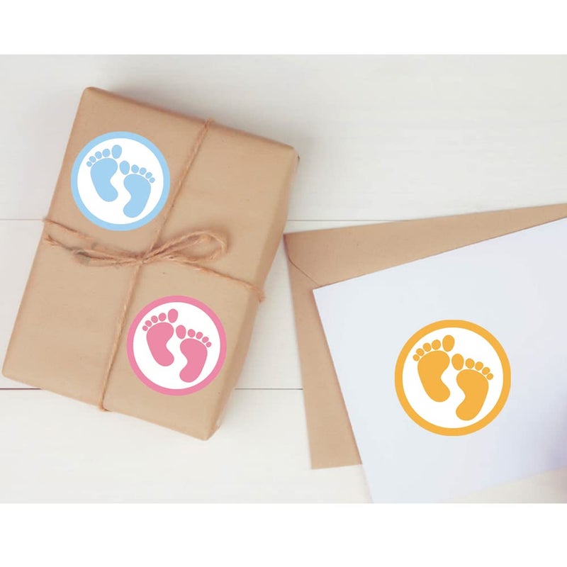 Besttile Footprint Envelope Seals, Birthday Party Favor Stickers,Thank You for Celebrating Stickers,1.5 Inch Footprint Envelope Sticker for Baby Shower Invitation,504 Pcs Per Pack - Image 4