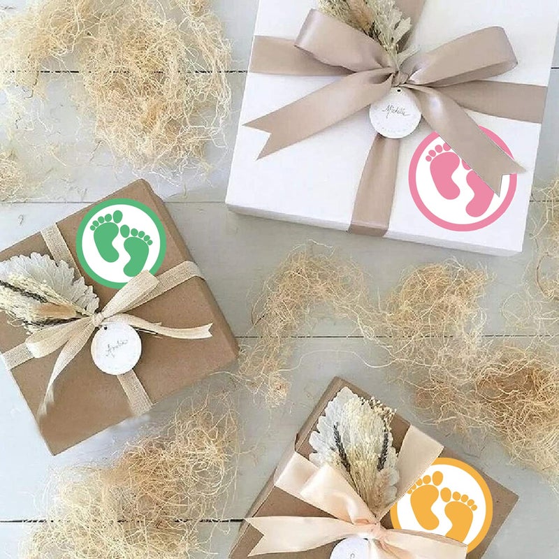 Besttile Footprint Envelope Seals, Birthday Party Favor Stickers,Thank You for Celebrating Stickers,1.5 Inch Footprint Envelope Sticker for Baby Shower Invitation,504 Pcs Per Pack - Image 3