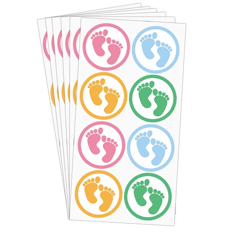 Besttile Footprint Envelope Seals, Birthday Party Favor Stickers,Thank You for Celebrating Stickers,1.5 Inch Footprint Envelope Sticker for Baby Shower Invitation,504 Pcs Per Pack - Image 1