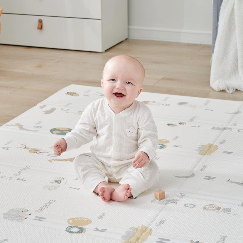 Fortella Extra Large Baby Play Mat for Playpens, 71.5â€x70â€ Reversible & Waterproof, Certified Non-Toxic Foam Mat, 0.6â€ Thick Foldable Playmat with Travel Case for Tummy Time & Crawling, Indoor Outdoor - Image 2