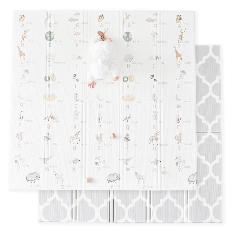 Fortella Extra Large Baby Play Mat for Playpens, 71.5â€x70â€ Reversible & Waterproof, Certified Non-Toxic Foam Mat, 0.6â€ Thick Foldable Playmat with Travel Case for Tummy Time & Crawling, Indoor Outdoor - Image 1