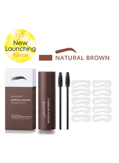 One Step Eyebrow Shaping Kit Reusable Brow Stamp Definer Makeup Tools With Eyebrow Powder Stamp 10 Eyebrow Pen Stencils Kit 2 Eyebrow Pen Brushes No.1 Natural Brown