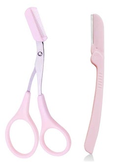 Eyebrow Razor Eyebrow Trimmer and Eyebrow Scissors Kit Eyebrow Eyelash Trimmer Scissors Hair Cutting Tools Shaping Knife Makeup Tools Eyebrow Brush and Comb for Women and Men