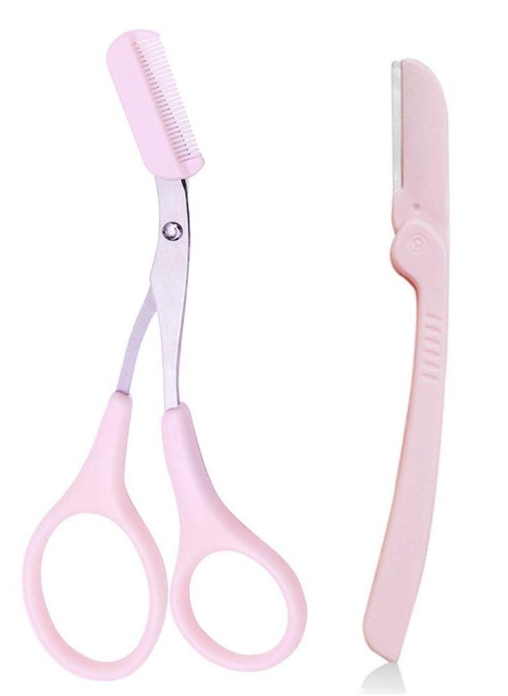 SYOSI Eyebrow Razor Eyebrow Trimmer and Eyebrow Scissors Kit Eyebrow Eyelash Trimmer Scissors Hair Cutting Tools Shaping Knife Makeup Tools Eyebrow Brush and Comb for Women and Men  - Image 1