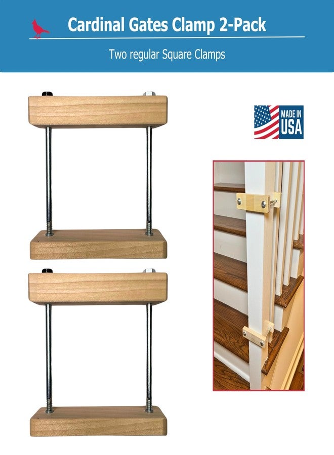 Cardinal Gates SC Square Clamp for Safety Gates - No Hole Baby Gate Banister Adapter - Wooden Baby Gate Mounting Kit - Made in the USA - 2 Pack - Image 2
